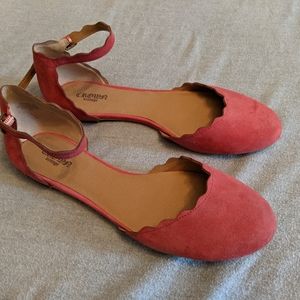 Crown Vintage flats, pink suede, size 9